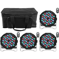 UKing 4pcs LED Par Light with Bag, 72 W LED Spotlight RGB DMX Stage Light 7 Modes Party Light Effects with Remote Control for DJ Disco Light Wedding Christmas Stage Lighting