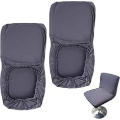 BSTKEY 2 gabali tumši pelēki bāra krēslu pārvalki ar atzveltnes pārsegu, elastīgs krēsla pārvalks īsam grozāmam krēslam ēdamistabas krēsla atzveltne bāra krēsla krēsls