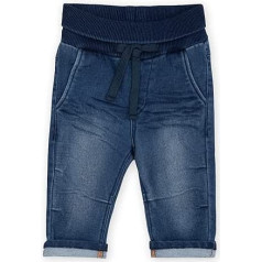 sigikid Baby Jeans ar elastīgu rievotu vidukli pagriešanai un kaklasaitei - mīksta sviedru džinsa kvalitāte un ērts piegulums meitenēm un zēniem 62-98 izmērs