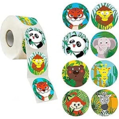 2 Rollen Cartoon Zoo Animals Sticker for Kids Classic Toys Sticker Belohnungsaufkleber (500 Stück/Rolle)-C