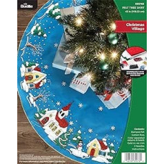 Bucilla 89076E Christmas Village Tree Skirt Felt Applique Set, Cotton, Felt Christmas Tree Skirt, Large