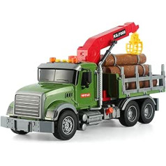 XUEXUE 1:18 Wooden Transport Truck and 2-in-1 Trailer Toy Set, Suitable for Boys from 3 Years, Trucks with Realistic Lights and Sound Effects. (Wood Transporter)