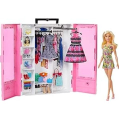 Barbie GBK12 pārnēsājams skapis ar pakaramo iesk. Lelle, leļļu aksesuāri un leļļu rotaļlietas no 3 gadiem.