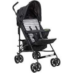 SAYOYO Foldable Buggy, Suitable for 6 Months up to 15 kg, Lightweight Pushchair with Basket and Extended Hood and 5-Point Harness, Black