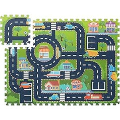 Relaxdays Street Puzzle Mat, 12 Piece Play Mat, Non-Toxic, EVA Foam, Children's Room, 114 x 86 cm, Colourful