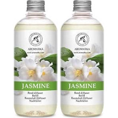 Istabas smaržu difuzors uzpildāms jasmīns ar ēterisko jasmīna eļļu 2 x 500 ml - Uzpildes komplekts smaržu difuzoram - Istabas aromāts - Istabas aromāts - Difuzora uzpilde - Telpas gaiss - Jasmīna aromāts