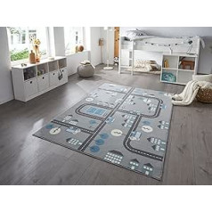 Hanse Home Town Children's Room Rug - Boys Girls Play Mat Short Pile Rug Modern with Hearts Koala Motif, Soft Pile, Easy Care - Mouse Blue, 160 x 220 cm