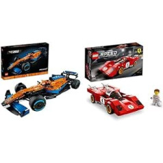 LEGO 42141 Technic McLaren Formula 1 sacīkšu automašīna, modeļu komplekts, 2022. gada sezonas automašīnu komplekts pieaugušajiem un 76906 ātruma čempioni 1970. gada Ferrari 512 M konstrukcijas komplekts automašīnai, rotaļu automašīnai