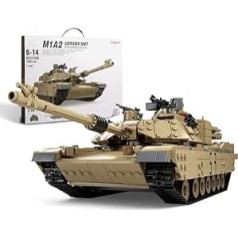 Feleph Tank Model Kit with 5 Soldier Figures, WW2 1:28 M1A2 Military Toy Set, 2-in-1 Army Tank or Vehicle Blocks Kit for Model Lovers (1463 Pieces)