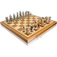 Master of Chess England 56 cm Luxus Marmor Stein Schach-Spiel auf Holz Schachbrett, Mittelalter England / Europa Themen, Klassisches Spiel