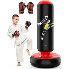 QPAU Boxsack für Kinder, hoher 168 cm, Geschenke für Jungen und Mädchen im Alter von 5–12 Jahren zum Üben von Karate, Taekwondo, MMA und zur Linderung von Pent-Up-Energie bei Kindern