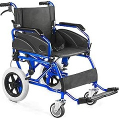 AIESI® AGILA TRANSIT saliekamais ratiņkrēsls īpaši viegls transportēšanai alumīnija ar bremzēm invalīdiem un gados vecākiem cilvēkiem Dubultās bremžu sistēmas drošības josta 24 mēneši garantija