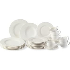 Vivo by Villeroy and Boch Group Basic White Combination Set, 30 Gab, 750 ml, Premium Porcelain, Drošs trauku mazgājamajā mašīnā un mikroviļņu krāsnī, balts