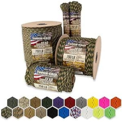 TOUGH-GRID PC750 Paracord 340kg - 100% Nylon Military Specs Type IV - for Military, Camping, Hammock, Emergencies, Crafts