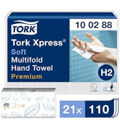 Tork Xpress daudzslokāmi roku dvieļi, universāli, balti, Tork H2 daudzlocīšanas sistēmai, roku dvieļi, 1 kārta, 20 x 250 loksnes., Balts