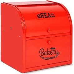 Hossejoy metāla maizes kaste īpaši liela dubultā nodalījuma maizes kārba virtuves pārtikas uzglabāšanas trauks galda maizes trauks divslāņu maizes glabāšanai (sarkans) — bez uzstādīšanas