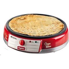 Ariete Crepes Maker Party Time 202, Electric Crepe Maker with Non-Stick Plate, Electric Crepe Plate with Spatula and Dough Distributor Included, 1000 W, Red