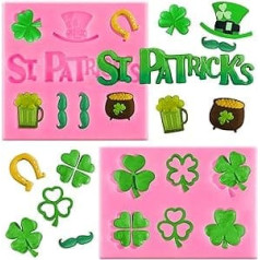 Whaline 2pcs St Patrick's Day Shamrock Silicone Mould Baking Mould Irish Holiday Chocolate Candy Fondant Mold for St Patrick's Day Soap Cake Cupcake Decoration