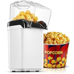 HOUSNAT Popcorn Machine, 1200 W Hot Air Popcorn Maker without Oil, 2 Minutes Quick Production, for Home Movies and Christmas Parties, White