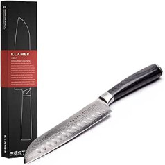 Klamer Premium Santoku Damaskas nazis Īsts japāņu tērauda 18 cm šefpavāra nazis