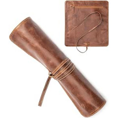 Angus Stoke Leather Knife Bag for Chefs | Premium Chef's Knife Roll Large | Knife Bag for Chef's Knives with Extra Compartment and Zip | Cooking Bag Nils, mahogany, Knife pocket