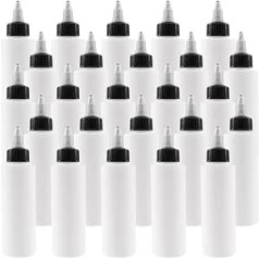 HEIHAK 20 Pieces 200ml Plastic Squeeze Bottles, Empty Dispenser Bottles with Twist Top Applicator Bottles, Nozzle Applicator Bottle for Crafts, Kitchen, Household