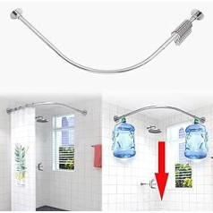 Tanxih Corner Shower Curtain Rail Adjustable Stainless Steel L Shape No Drilling for Bathroom Bathtub Clothing Store (Silver, 70-100cm X 70-100cm)