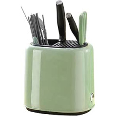 Knife Block ABS Metal Removable Knife Holder Utensil Holder Modern Style Kitchen Worktop Knife Cooking Utensils Storage Stand for Spoon, Fork, Spatula (Green)