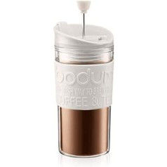 Bodum Travel Press Kaffeebereiter, Kunststoff, Weiß/caurspīdīgs, 8,9 cm