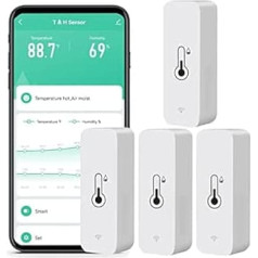 Senckit WiFi Humidity Temperature Monitor: Smart Hygrometer Thermometer for Remote Monitoring and Alarm High Precision Indoor Thermometer with TUYA App, No Hub Required, Compatible Alexa (4 Pack)