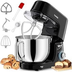 Homlee Food Processor Kneading Machine 1800 W, Dough Machine with 7.2 L Stainless Steel Bowl, 6 Speed Reduced Noise, Multifunction with Whisk, Mixing Hook, Dough Hook, Splash Guard