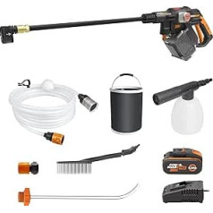 WORX Nitro Battery Operated 18 V (20 V Max) Hydroshot Cordless Pressure Washer WG633E.1, PowerShare, Patio Cleaning and Car Wash, Max. 56 Bar, 220 L/H, with Accessories, 4.0 Ah Battery & Charger