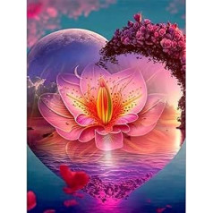 Mogtaa Flower Diamond Painting Adults, 5D Lake Diamond Painting Children, Landscape Full Pictures Diamond Painting Kits, DIY Arts Craft Diamond Painting Kits as Gift and Home Decor 30 x 40 cm