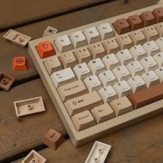 Mintcaps PBT taustiņu vāciņi 143 taustiņi, ķiršu profils, retro taustiņiem, komplekts Krāsa-Sub pastmarka ISO ANSI bēšs tastatūras vāciņi, pielāgoti tastatūras taustiņu vāciņi 60% 65% 70% 75% Cherry Gateron MX slēdži Mehāniskās klav