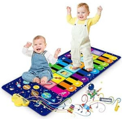 RenFox Music Mat for Children, Piano Mat, Piano Mat, Baby Toy from 1, Music Mat with 10 Songs & 20 Keys, 8 Instruments, Educational Toy Gifts for Baby Boys Girls from 1 2 Years