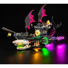 Locolee LED apgaismojuma komplekts Lego Nightmare Shark Ship, LED apgaismojuma komplekts Lego 71469 Dreamzzz Nightmare Shark Ship — nav iekļauti modeļi, Just Light komplekts (standarta versija)