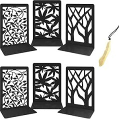 Iycnkok Bookends Bookends Metal Book Holder Shelf Bookends Book Holder CD DVD Folder Holder for Desk Home Office Children 3 Pairs Black Bookmark Included