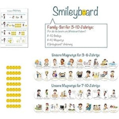 Smileyboard — ģimenes komplekta magnēti — 40 x smaidiņu magnēti — 40 x uzdevumu un atlīdzības magnēti — dažādi modeļi