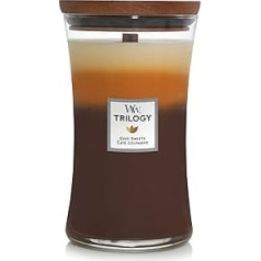 WoodWick Medium Trilogy Scented Candle in Hourglass Jar with Crackle Wick, Café Sweets, Up to 60 Hours Burn Time