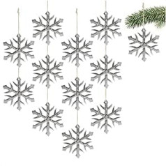 COM-FOUR® 12 x Hanging Snowflake Figurine Nickel-Plated Aluminium Christmas and Elegant Home Accessory Decoration for Winter Time