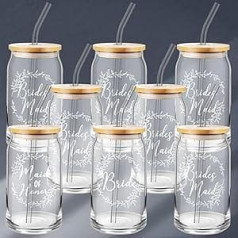 Tanlade 8 Stück Brautjungfern-Antragsgeschenke 473 ml Glasbecher Trauzeugin Geschenk Mutter der Braut, Mutter des Bräutigams, Matrone der Ehre, Brautparty, Geschenke, Becher, Hochzeitsgeschenke,