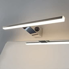 DILUMEN vannas istabas sienas apgaismojums, nerūsējošais tērauds, spoguļlampa, vannas istaba, 40 cm, 10 W, 800 lm, LED vannas istabas lampa, spoguļa gaisma ar slēdzi, 4000 K, dabīgi balts, elegants apgaismojums, vannas istabas apgaismojums, IP44