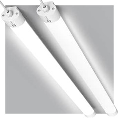 2 LED Tubes, 120 cm, Wet Room Light, LED, 36 W, 3600 LM, Basement Lamp, LED Linkable, Workshop Lamp, IP66 Waterproof, Ceiling Light, Wet Room Lamp for Garage, Basement, Workshop, Bathroom, Office,