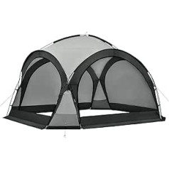 pro.tec Dome Gazebo Grästorp pasākumu telts ar LED ballīšu telti, ieskaitot apgaismojumu ar saules paneļa telti, ūdensizturīgs 3,45 x 3,45 x 2,47 m pelēks