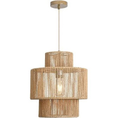 FORCOSO Rattan Pendant Light, Ēdamistabas galds, Rotangpalma, Griestu lampa, Diametrs 32 cm, Boho Hanging Light Braided E27, Max. 60 W guļamistabai, viesistabai, ēdamistabai, gaitenī, virtuvei - brūna