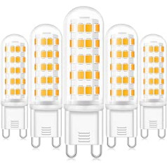 Eco.Luma G9 LED aptumšojamas spuldzes 6 W silta balta 3000 K 520 LM Nomaiņa 40 W 50 W 60 W G9 halogēnām spuldzēm, standarta G9 ligzda, AC220-240 V, 360° staru leņķis, CRI> 83 LED G9 spuldžu komplekts 5