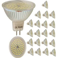 MR16 3W LED Light Bulbs Cold White (7000k), 60 SMD 2835, 320 Lumen, AC/DC 12V, LED Angle 120°, CRI:80, No Strobe Effect Pack of 20