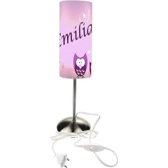 CreaDesign TI-1007-02 Pink Owl Bedside Lamp for Children's Room with Name, Children's Table Lamp/Snooze Light with Switch for Socket, E14, 38 cm High