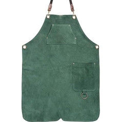 Angus Stoke Premium leather apron – full leather barbecue apron one-cut vintage leather apron – Stan dark green