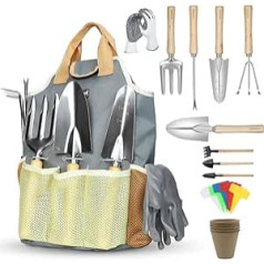 DEWINNER Garten-Handwerkzeug-Geschenk-Set, Gartengeschenke für Frauen und Männer, 10-teiliges Edelstahl-Garten-Werkzeug-Set mit Werkzeugtasche zur Aufbewahrung